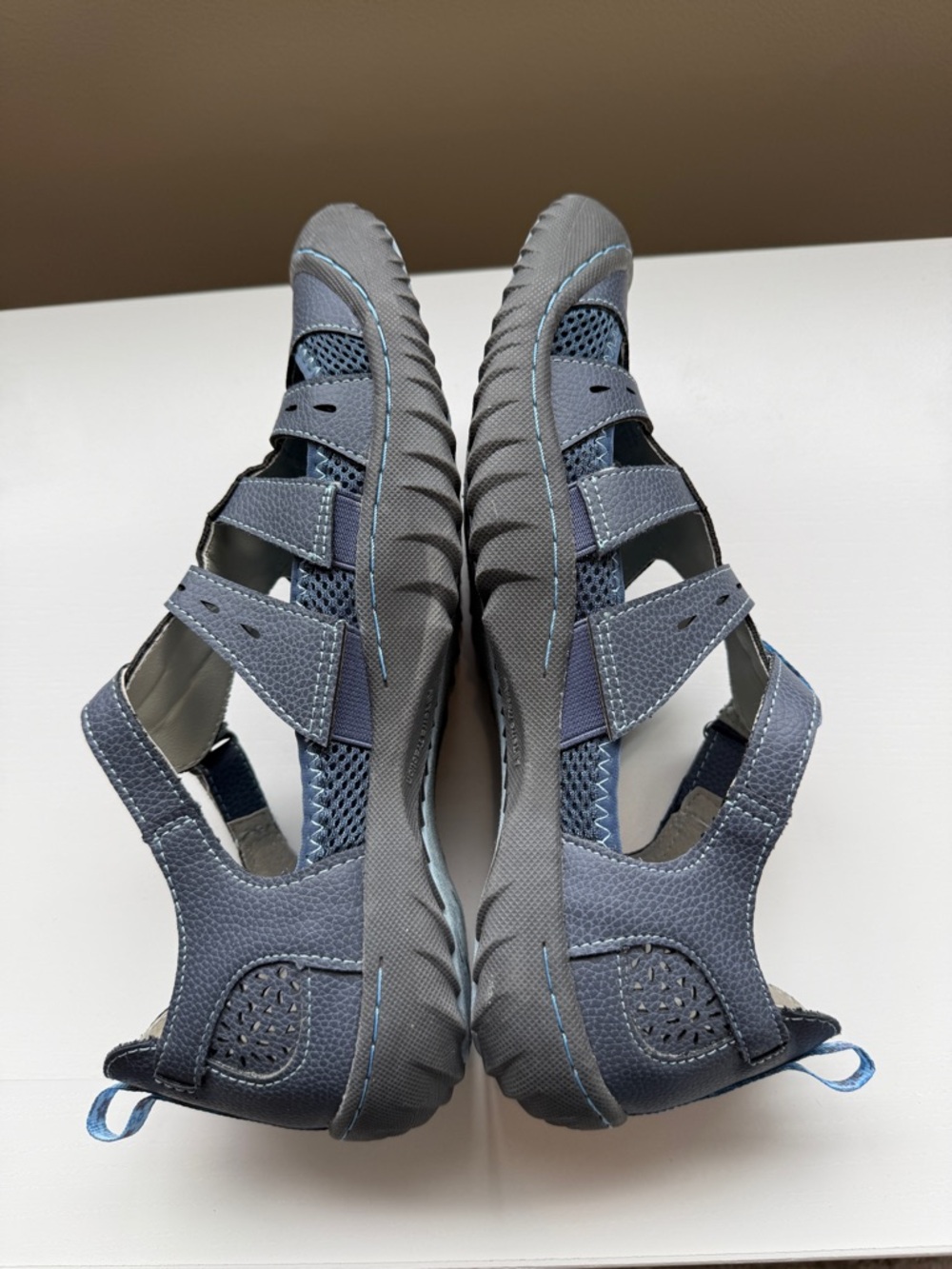 JBU Size 9 Mary Jane Sandals Gray Blue Comfort Memory Foam Casual Travel - Picture 3 of 8